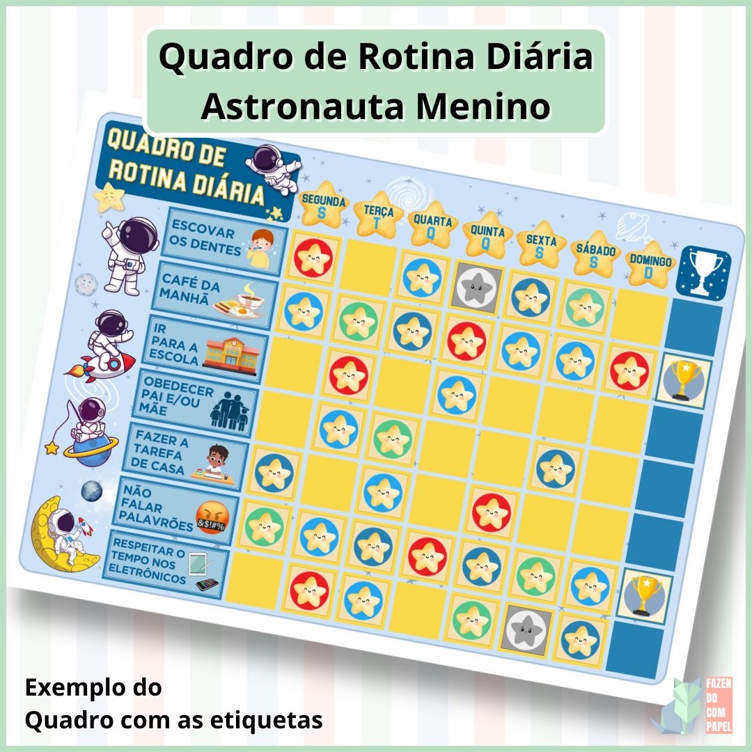 Quadro de Rotina Diária - Astronauta Menino